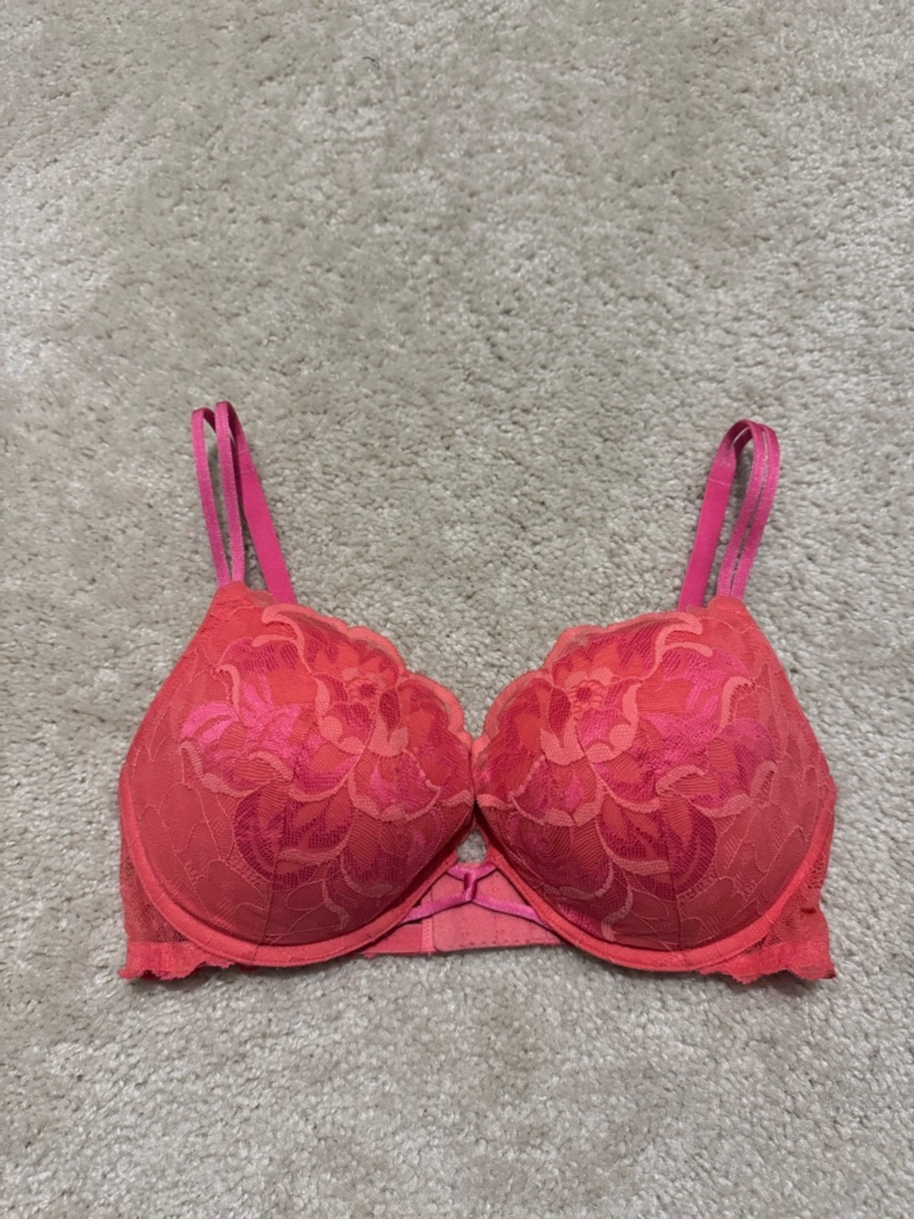 💋Lace Push-Up Bra in Coral Pink - Women's Intimates